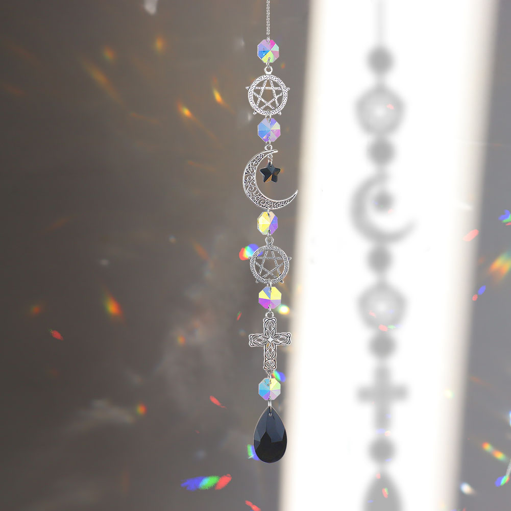 Suncatcher Crystal Sun And Moon Crystals Prism Rainbow Sun Catcher Garden Decoration Hanging Sundrop Window Patio Ornament
