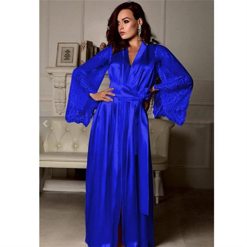 Stylish Sexy Lingerie Womens Silk Robe Pajama