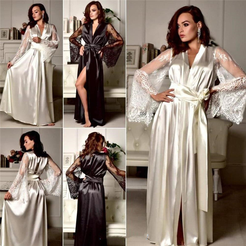 Stylish Sexy Lingerie Womens Silk Robe Pajama