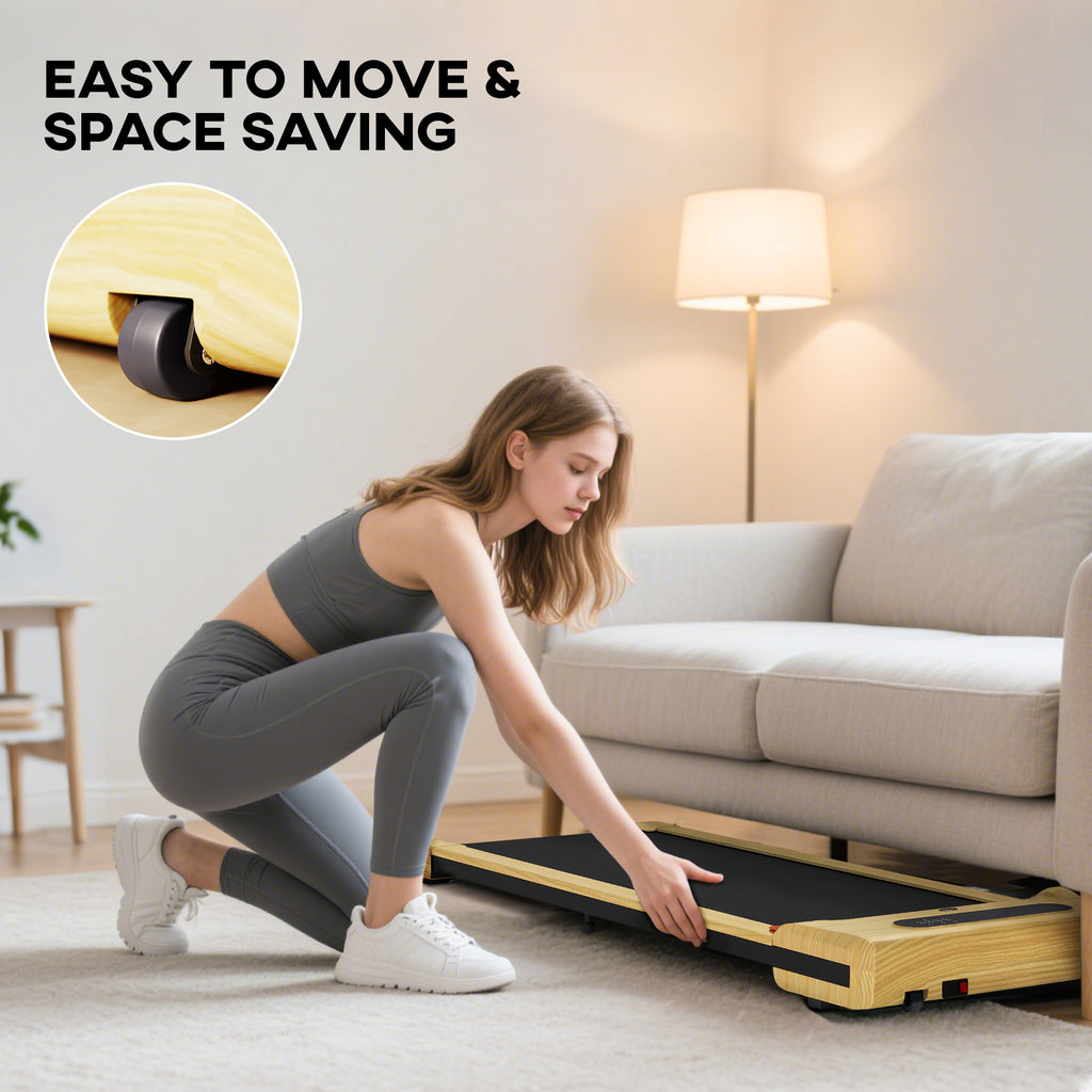 2.5HP Walking Pad, Under Desk Treadmill with Remote Control, Transport Wheels and LED Display for Home Gym Office
