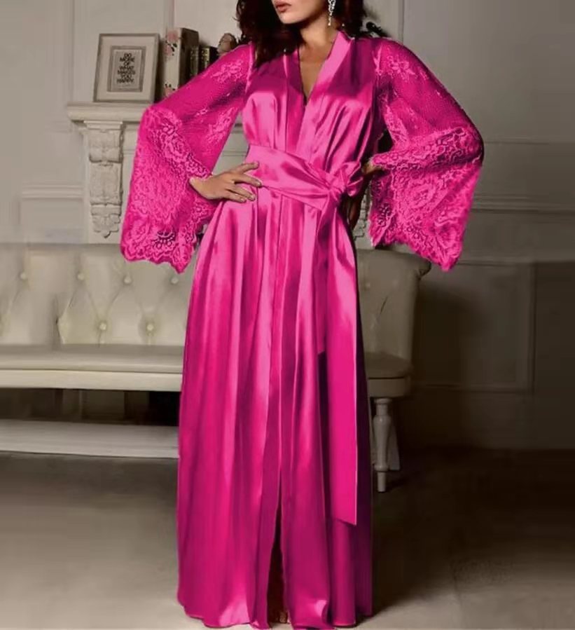 Stylish Sexy Lingerie Womens Silk Robe Pajama