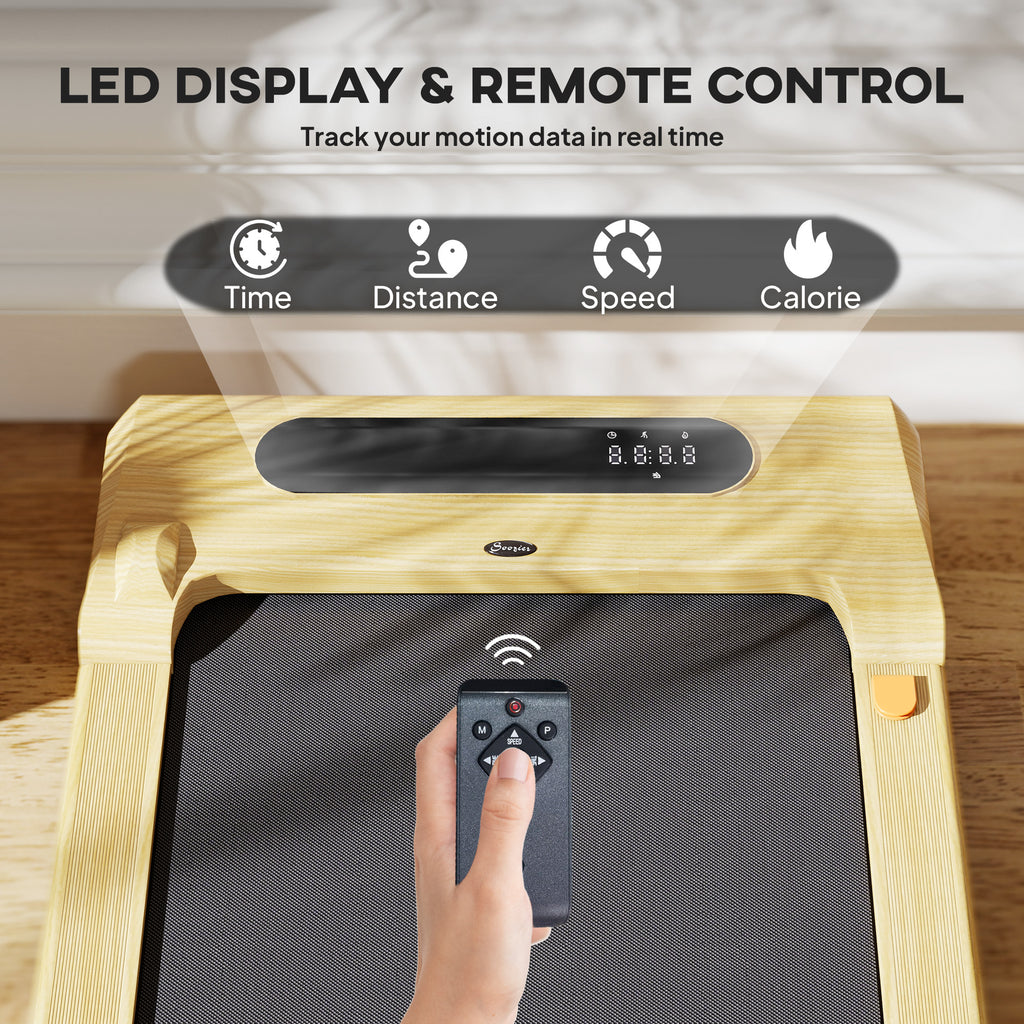 2.5HP Walking Pad, Under Desk Treadmill with Remote Control, Transport Wheels and LED Display for Home Gym Office
